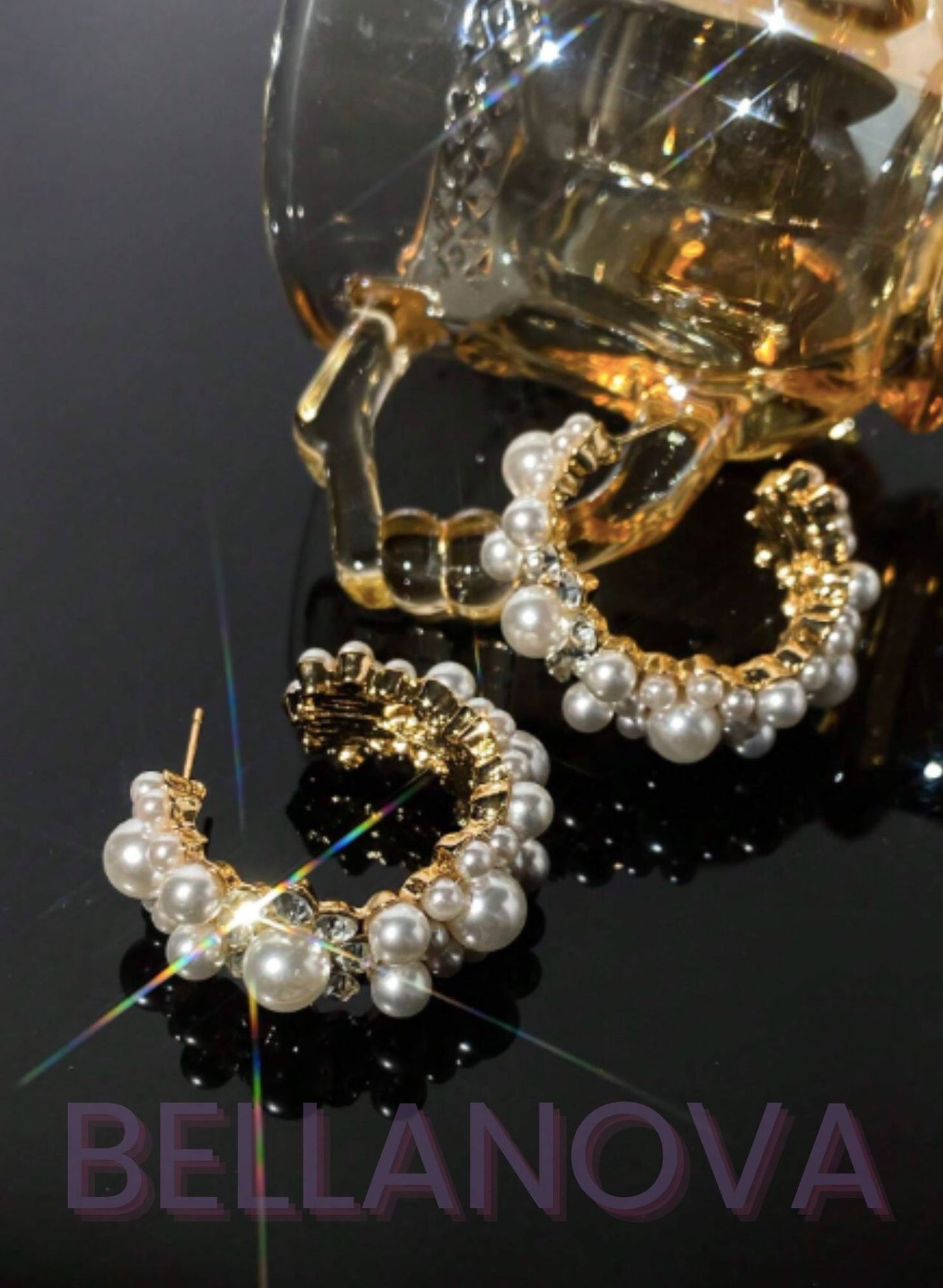 Brincos Argola Pérolas e Zircônias - Folheado a Ouro 18k + FRETE GRÁTIS