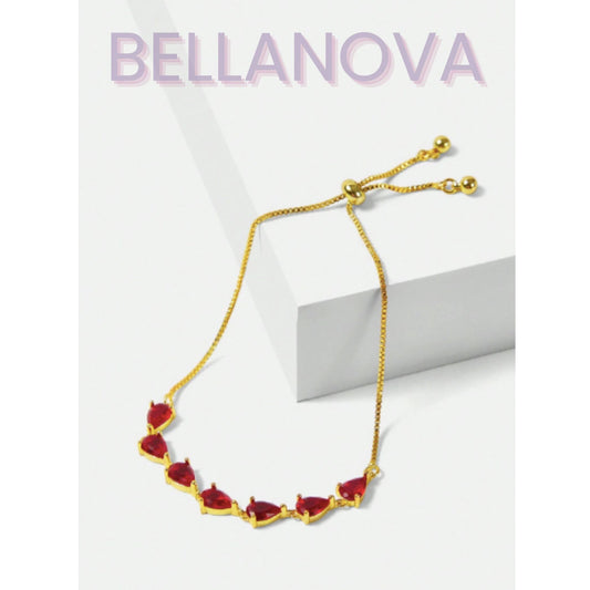 FILIPPA MONTEIRO X BELLA NOVA | Pulseira Ajustável Swarovski e Rubi - Folheado a Ouro 24k+ FRETE GRÁTIS