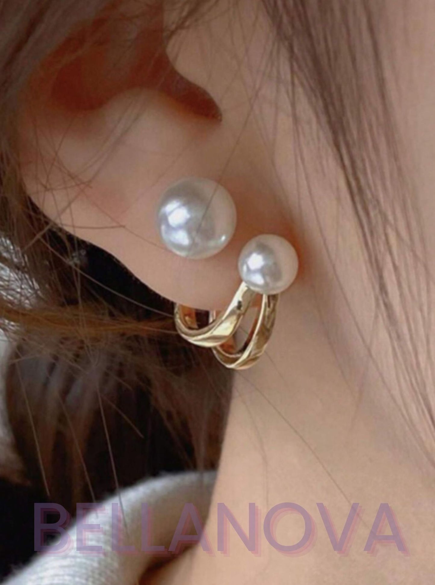 Brinco 2 em 1 Pérolas - Folheado a Ouro 18k+ FRETE GRÁTIS