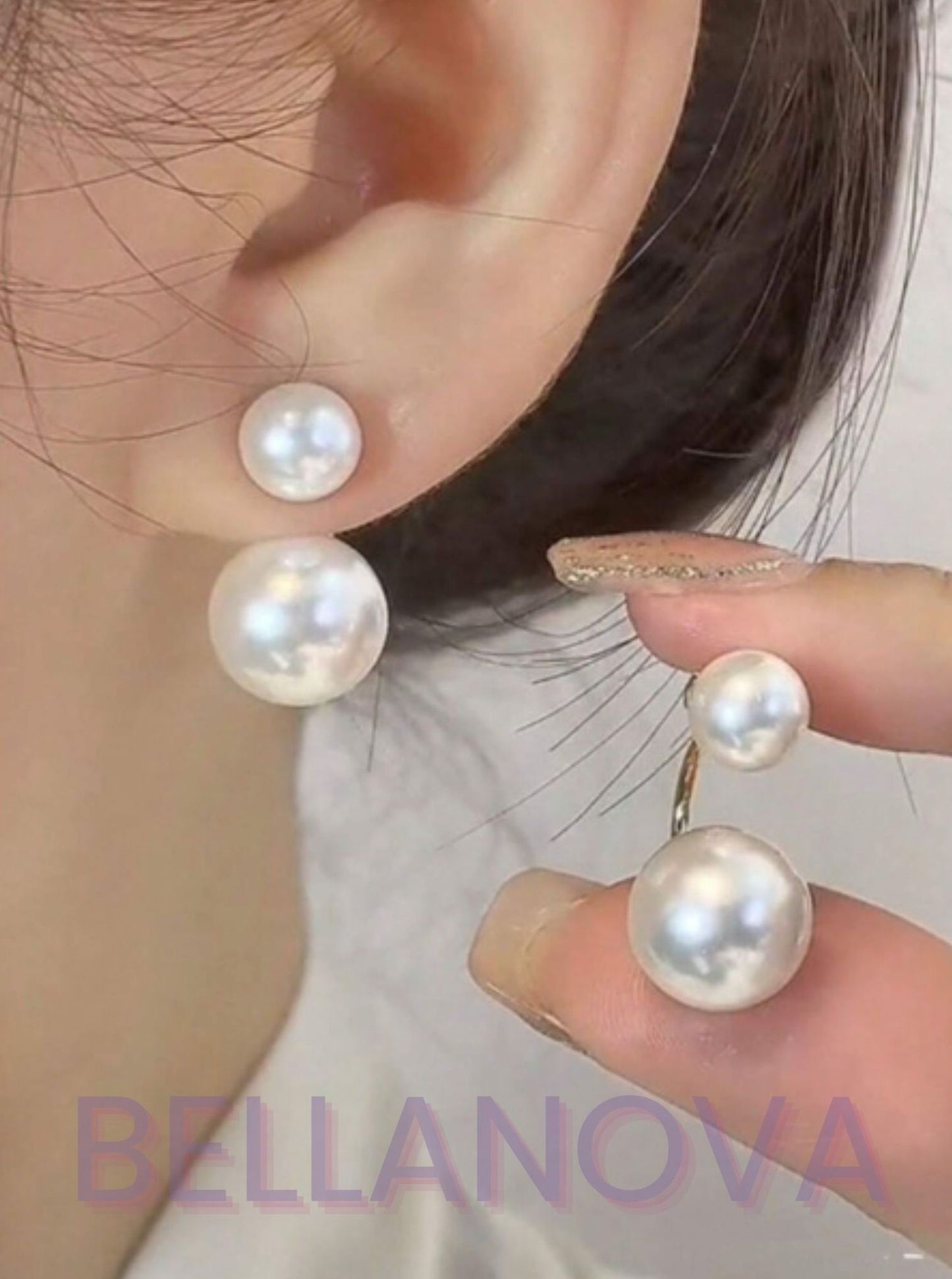 Brincos 2 em 1 Duplo Pérolas - Folheado a Ouro 18k + FRETE GRÁTIS