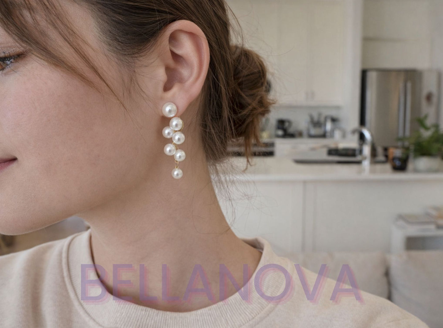 Brincos Pérolas Flutuantes - Folheado a Ouro 18k + FRETE GRÁTIS