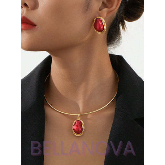 Kit 3pçs Rubi Indiano - Folheado a Ouro 18k + FRETE GRÁTIS