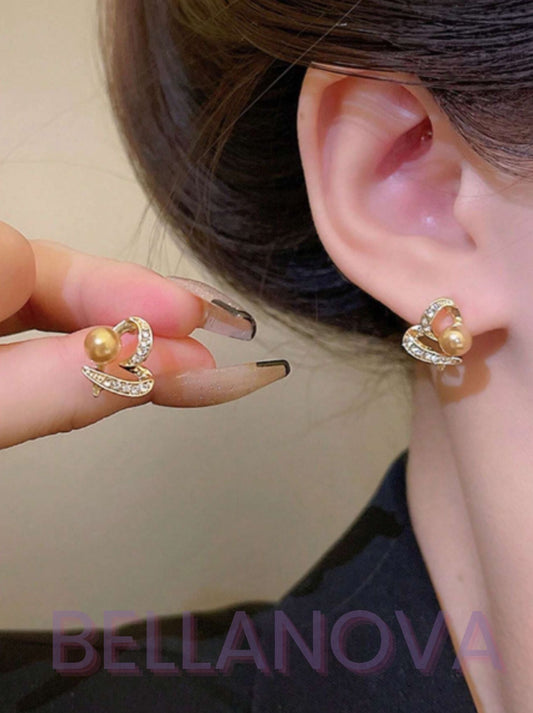 Brincos Coração Dourado Zircônias - Folheado a Ouro 18k + FRETE GRÁTIS