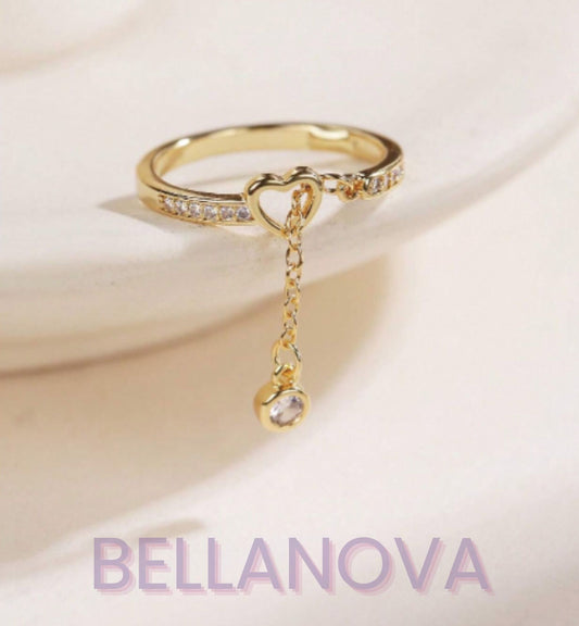 OLIVIA PADANO X BELLA NOVA | Anel Coração Ponto Luz Swarovski - Folheado a Ouro 24k+ FRETE GRÁTIS