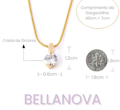 OLIVIA PADANO X BELLA NOVA | Gargantilha Ponto de Luz Swarovski - Folheado a Ouro 24k+ FRETE GRÁTIS